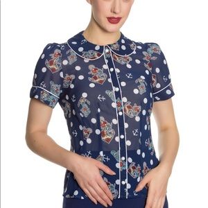 Hell Bunny Oceana blouse size L